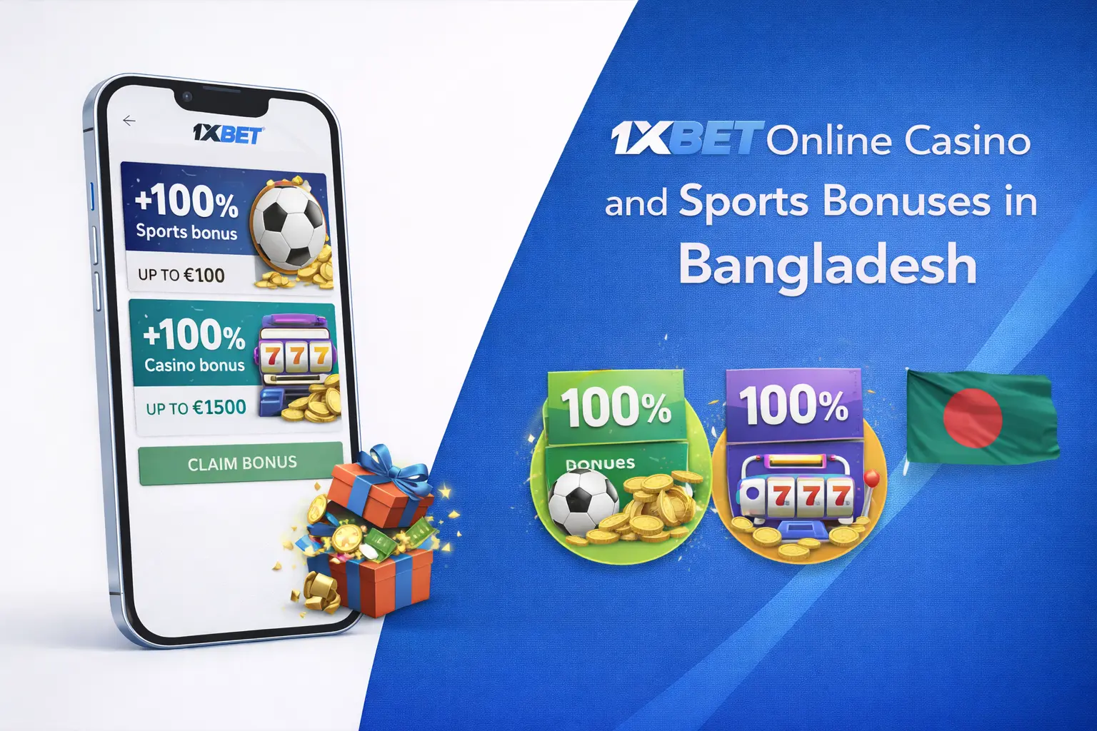 1xBet online casino and sports betting bonuses available in Bangladesh