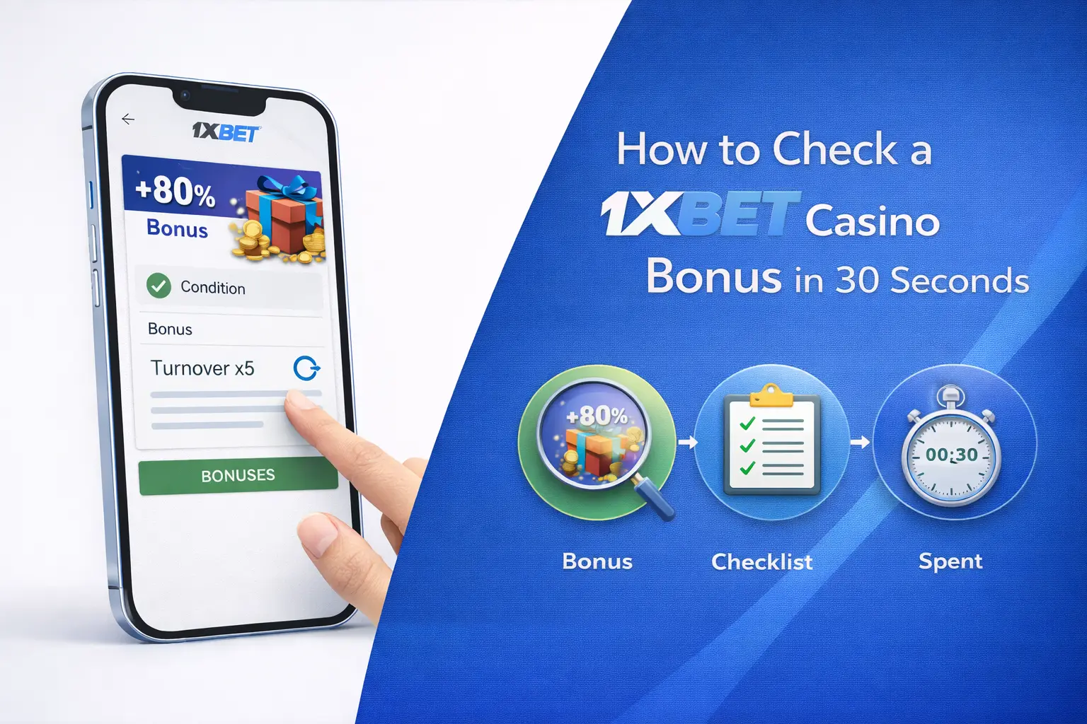 How to check a 1xBet casino bonus in 30 seconds step by step