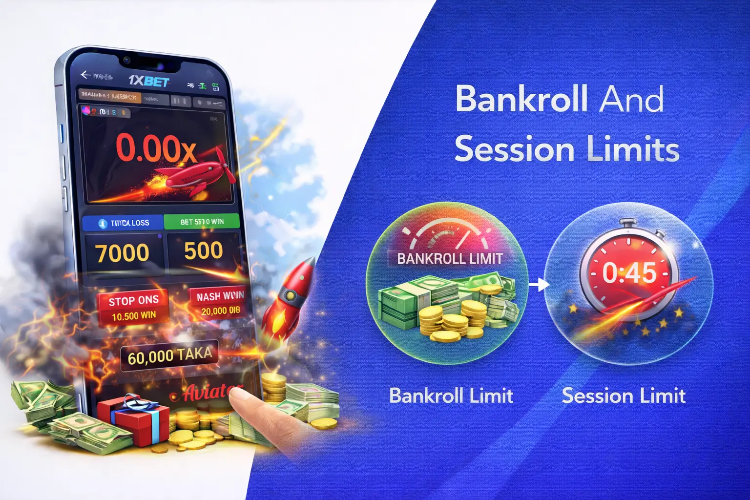 Bankroll management and session limits in 1xBet casino and Aviator game