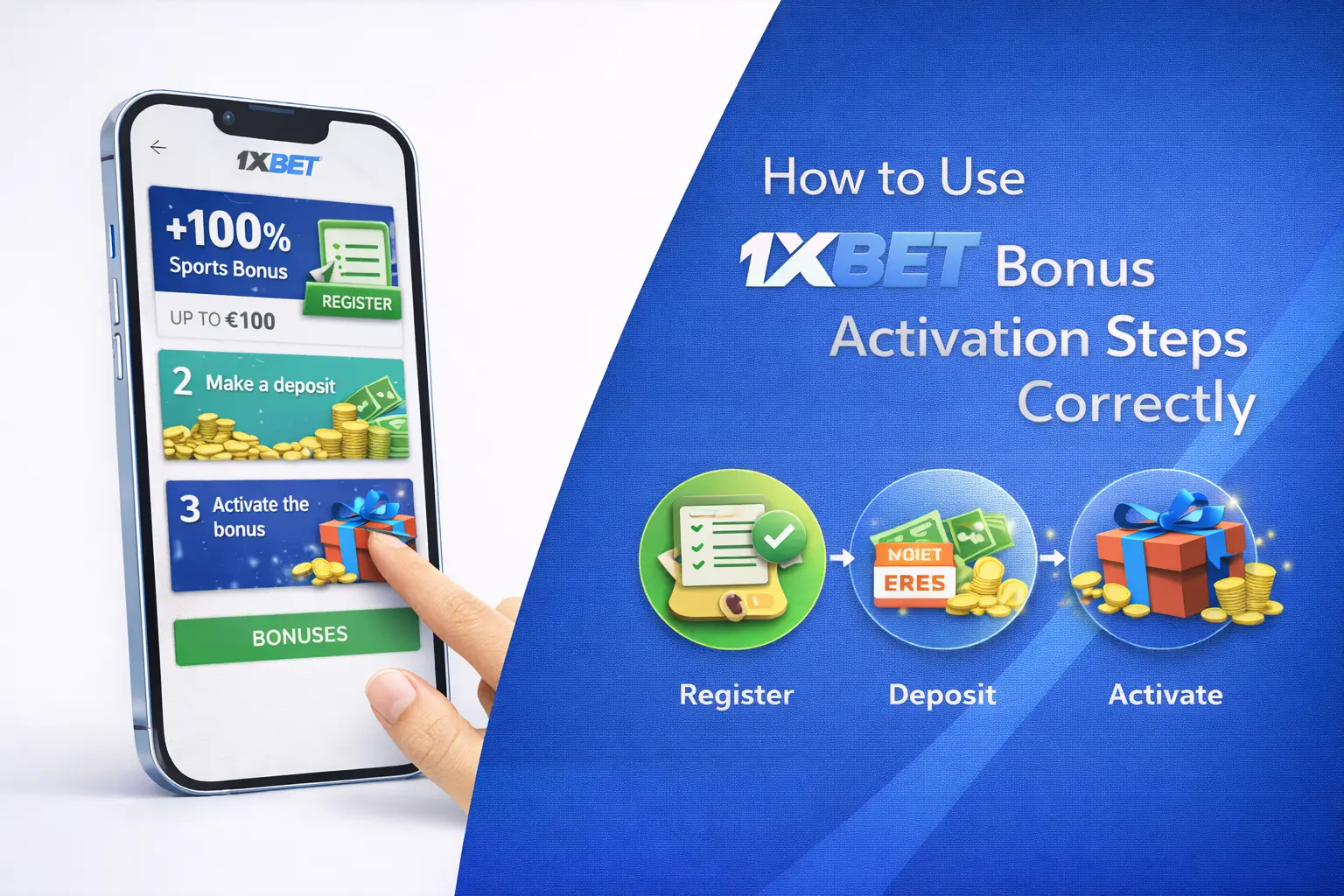 How to use 1xBet bonus activation steps correctly for casino and sports offers