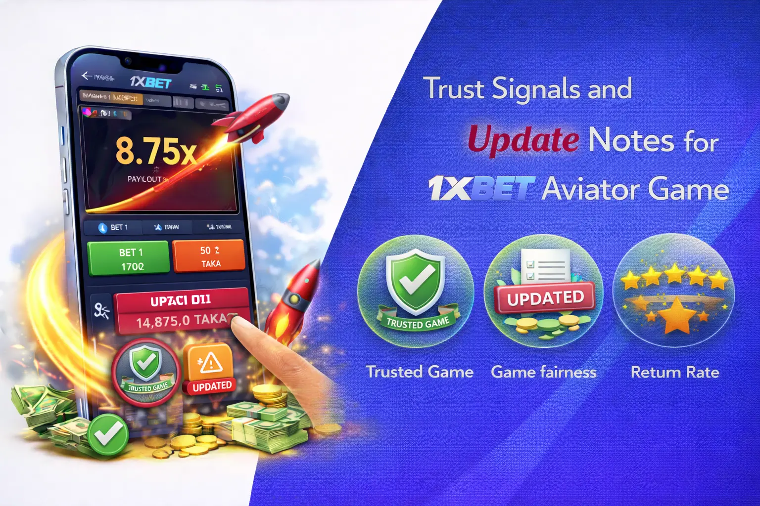 Trust signals and Aviator update information on 1xBet for Bangladesh players